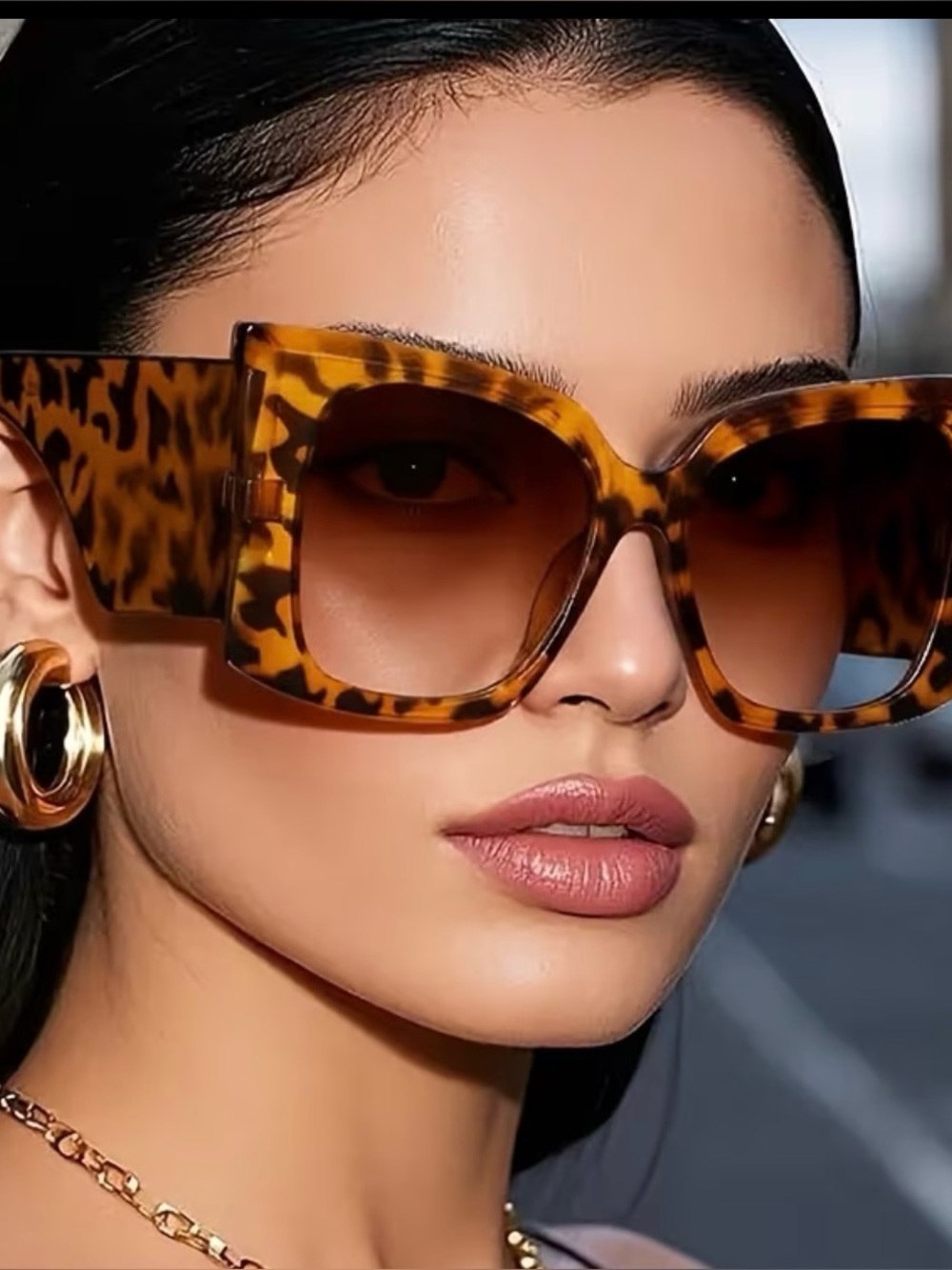 Leopard Oversized Square Women's Sunglasses